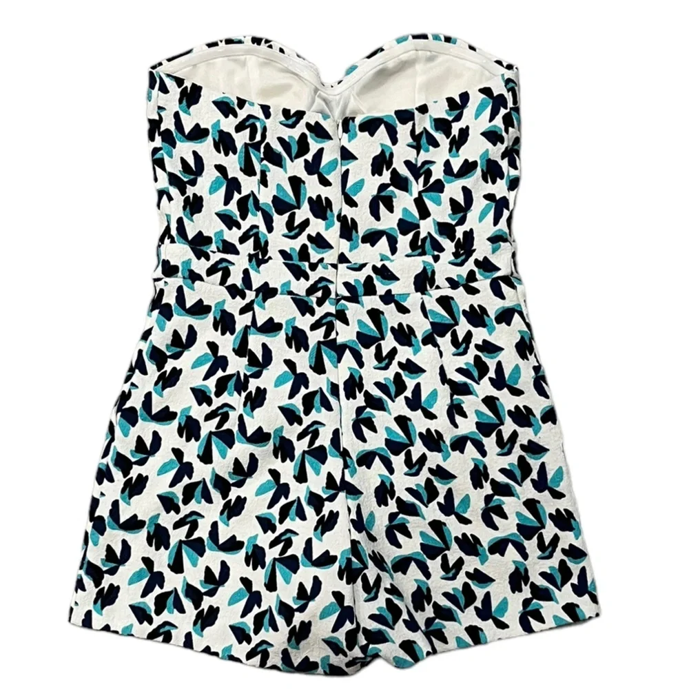 C. Luce - White, Teal & Navy Strapless Romper with Pockets - Size S - Picture 5 of 5